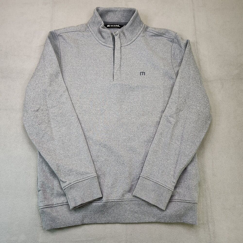 Travis Mathew 1/4 Zip Pullover Sweater Men's M Gray‎ Long Sleeve Mock Neck Golf